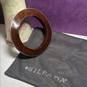 Silpada Wooden Bangle with Silver Accent (A)